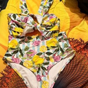 Floral Lemon Print Swimsuit